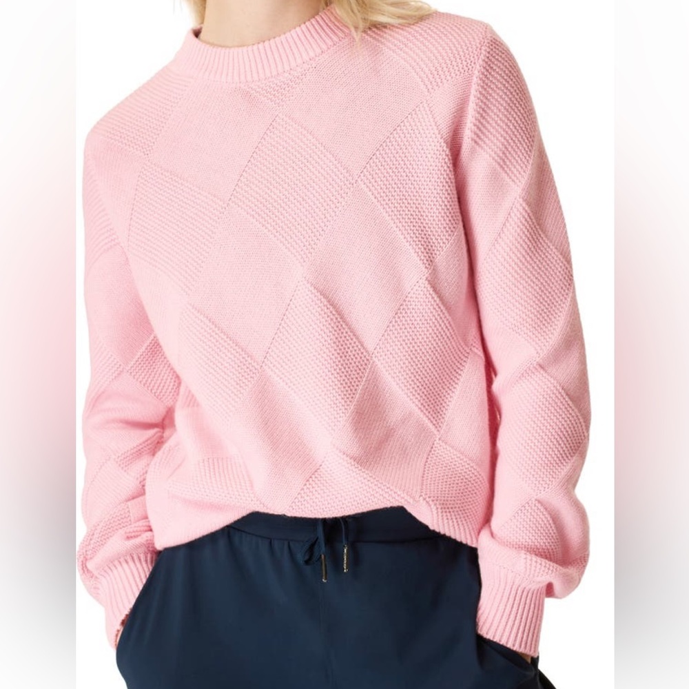 sweaty betty diamond knit cotton & wool sweater size xl sold out